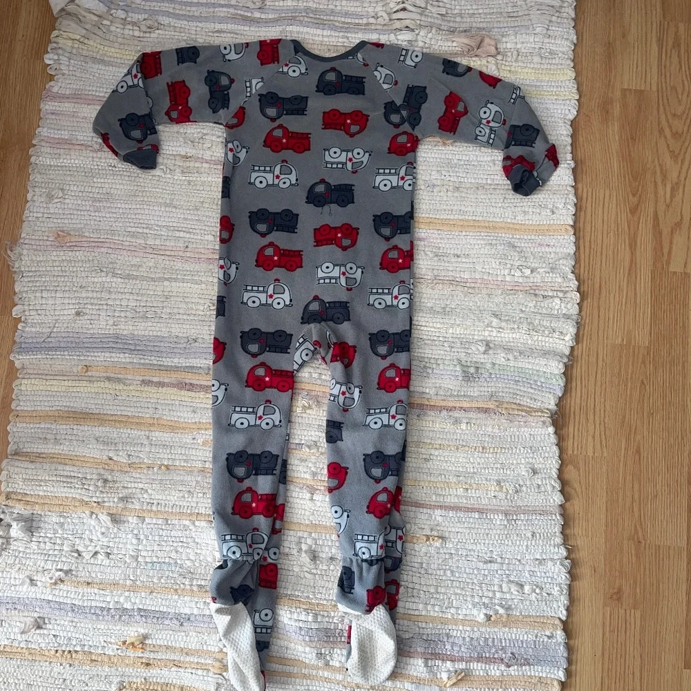 Toddler Boys Gerber Kids Fire Truck One Piece Footed Pajamas Size 5t